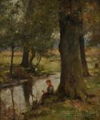 MALEMPRÉ Leo 1860-1901,Young Woman Seated by a Stream,Skinner US 2011-07-09