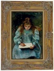MALEMPRÉ Louis Auguste 1821-1888,Girl drawing in a book,1874,Christie's GB 2011-02-08