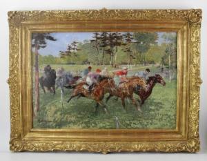 MALESPINA Louis Ferdinand 1874-1940,steeple chase,1920,Kaminski & Co. US 2023-12-30