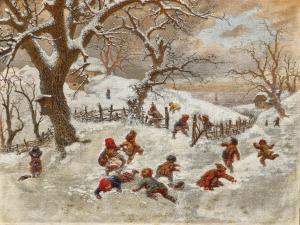 MALITSCH Ferdinand 1820-1900,A Snowball Fight,1867,Palais Dorotheum AT 2023-12-12