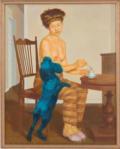 Mallai Giuseppe 1945-2007,LADY WITH DOG,1984,Viscontea Casa d'Aste IT 2022-06-07