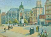 MALLALIEU,figures in a busy town square,John Nicholson GB 2021-12-22