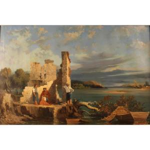 MALLET Paul 1845-1911,Paesaggio con ruderi e figure,Galleria Sarno IT 2022-10-27