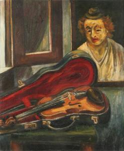 MALNOVITZER Zvi 1945,Figure and Violin,Tiroche IL 2023-09-20