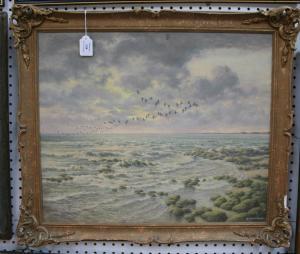 MALONE A.F,Coastal View with Birds in Flight above the Waves,Tooveys Auction GB 2009-10-06