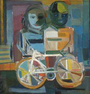 MAMAK Andrzej 1964,Two children with a bicycle,Glerum NL 2007-06-10