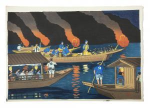 MAMORU Hiyoshi 1885,Cormorant Fishing on the Nagara River in Gifu Pref,Adams IE 2021-11-23