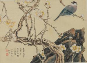 MAN Lu Xiao 1903-1965,Songbird on prunus branch,888auctions CA 2014-03-13