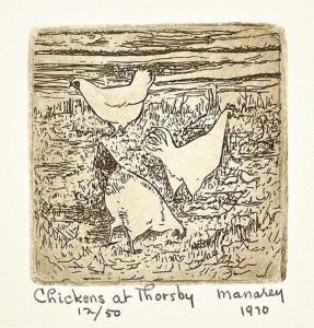 MANAREY Thelma Alberta 1913-1984,Chickens at Thorsby,1970,Lando Art Auction CA 2022-02-13