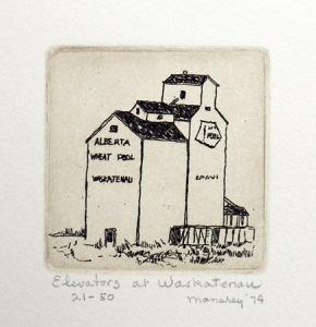 MANAREY Thelma Alberta 1913-1984,Elevators at Waskatenau 21/50,1974,Lando Art Auction CA 2016-10-16