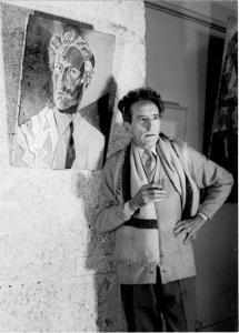 MANCIET Pierre 1915-1975,Jean Cocteau et son autoportrait "…à la veste jaun,Yann Le Mouel 2020-09-24