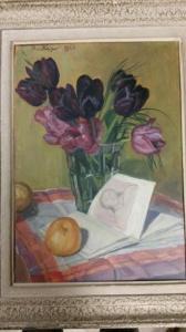 MANDLER Ernest,Nature morte aux Tulipes et au livre ouvert,1950,Binoche et Giquello 2017-01-25