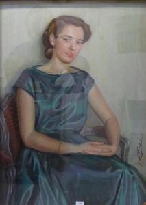 MANDLER Ernest 1886-1963,Portrait de Mademoiselle MP,1950,Etienne de Baecque FR 2019-06-14