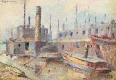 MANDRU Ion 1897-1980,Vapoare în portul Constanța,Artmark RO 2014-09-24