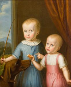 MANES Vaclav Wenzel 1793-1858,Double Portrait (Children with a Dog),1856,Desa Unicum PL 2020-12-17