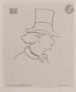 MANET Edouard 1832-1883,Baudelaire de profil en chapeau (2e pl.),1862,Ader FR 2024-04-03