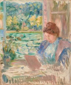 MANET Julie 1878-1966,Femme lisant à la fenêtre devant un lac,Beaussant-Lefèvre FR 2023-11-21