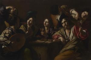 MANFREDI Bartolomeo 1580-1620,A drinking and musical party,Christie's GB 2022-06-09