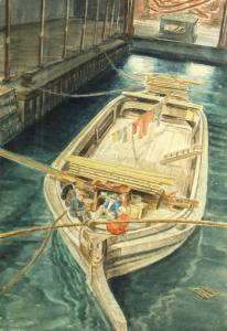 MANGELSDORF Hans 1903-1991,Tokyo harbor barge,1945,Bonhams GB 2013-04-14