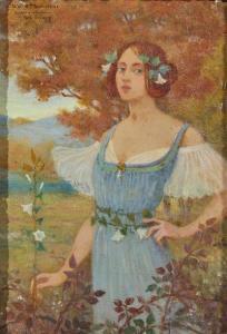 MANGIN Marcel 1852-1915,Femme à la robe dans un paysage,1900,Mercier & Cie FR 2020-10-11