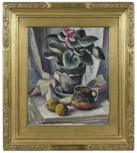 MANIGAULT Edward Middleton 1887-1922,Cyclamen, Apples and Jug,1922,Brunk Auctions US 2021-02-11