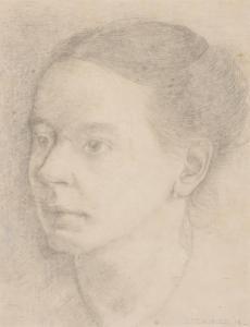 MANKES Jan 1889-1920,A portrait of Annie Mankes-Zernike, the artist's w,1918,Venduehuis 2023-11-14