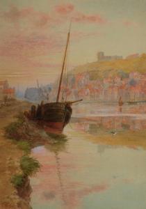 MANLY Alice Elfrida 1846-1923,Evening, Whitby, with Old Church in Distance,Mallams GB 2017-10-18