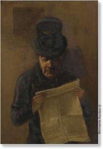 MANN Albert 1902-1964,Man with newspaper against a wall with poster,Bernaerts BE 2008-09-15