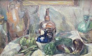 MANN Cyril 1911-1980,still life of fruit, vegetables and flagons,1960,Rogers Jones & Co 2022-08-21
