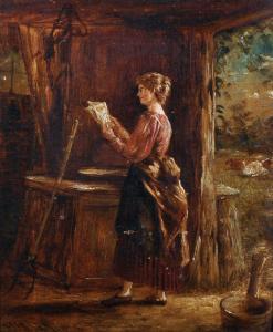 MANN Edward,A Barn Interior, with a Young Girl reading a Lette,1879,John Nicholson 2019-05-29