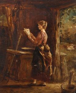 MANN Edward 1800-1800,A Farmgirl reading a Letter, in a Stable,1879,John Nicholson GB 2019-09-04