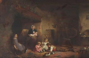 MANN Edward 1800-1800,Feeding the rabbits,19th century,Sworders GB 2021-09-14