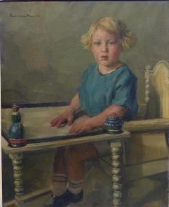 MANN Hans Jakob 1887-1963,blondes Mädchen am Kindertisch sitzend,1922,Georg Rehm DE 2016-04-28