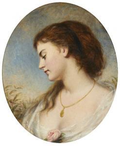 MANN Joshua Hargrave Sams 1849-1884,Profile of a young woman,1871,Rosebery's GB 2021-07-20