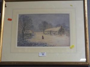 MANN R,A RUSTIC WINTER SCENE WITH FIGURE BESIDE A COTTAGE,Cuttlestones GB 2020-02-19