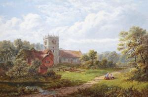 MANN Robert 1869-1892,Lapley Church, Staffordshire from the meadows,Gorringes GB 2023-01-09