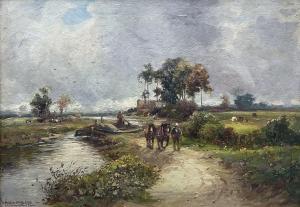 MANNERS William,Figure and Horses Tugging Canal Boat,1910,David Duggleby Limited 2024-03-15