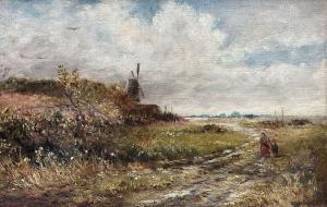 MANNERS William 1860-1930,Figures on a Path with Windmill,Duggleby Stephenson (of York) 2024-04-12