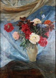MANNHEIMER Gusztav,Blumenstillleben in bauchiger Vase mit roten weiße,Palais Dorotheum 2024-03-26
