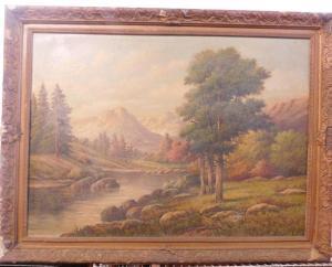 MANNING MOORE THOMAS,summer panaromic landscape with mountains,19th/20th century,B.S. Slosberg, Inc. Auctioneers 2022-08-23