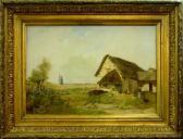 MANNOURY G,Ferme avec paysage au moulin,1890,Le Calvez FR 2013-07-18