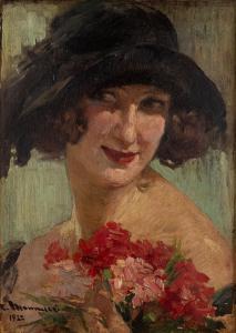 MANNUCCI Cipriano 1882-1970,Donna con fiori,1922,Finarte IT 2024-04-17
