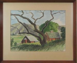 MANSER Percy L 1886-1973,Farm with barns in the middle ground,O'Gallerie US 2019-04-02