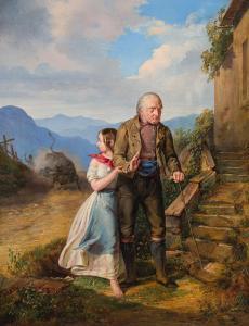 MANSFELD August Heinrich,Grandfather and granddaughter,1844,im Kinsky Auktionshaus 2021-12-14