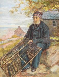 MANSON George 1850-1876,FISHERMAN MENDING HIS NETS,Dreweatts GB 2022-08-26