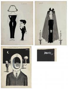MANZI Riccardo 1913-1991,Tre vignette satiriche per "Il Giornale" di ,1975,Il Ponte Casa D'aste Srl 2024-04-24