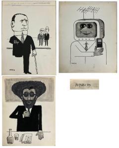 MANZI Riccardo 1913-1991,Tre vignette satiriche per "Il Giornale" di ,1974,Il Ponte Casa D'aste Srl 2024-04-24
