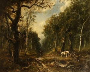 MANZONI Paul 1800-1900,A study of figures collecting wood in a forest cle,1874,Duke & Son 2017-04-12