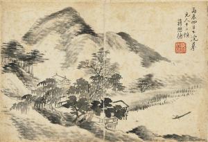 MAODE Jiang 1752-1828,Album of 12 landscape paintings in Yuan style,1796,Christie's GB 2018-03-20