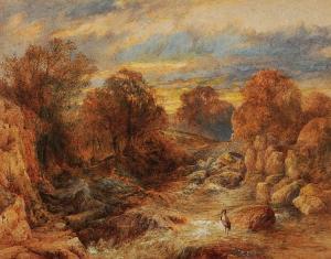 MAPLESTONE Henry 1819-1884,A rocky river landscape with heron,Mallams GB 2018-07-11